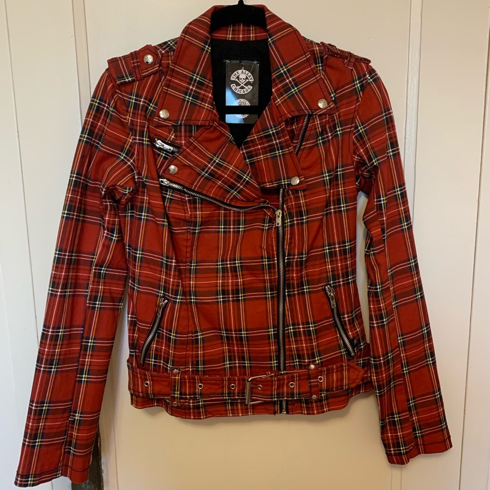 Tripp Nyc plaid moto jacket size Large (NWT)